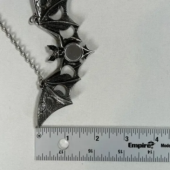 Alchemy Gothic Lunaeca Bat Moon Phase Necklace Mirror Vampire Goth Witchy - Picture 5 of 6